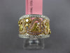 WIDE .81CT WHITE PINK & CANARY DIAMOND 18KT TRI COLOR GOLD 3D ANNIVERSARY RING