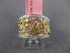 WIDE .81CT WHITE PINK & CANARY DIAMOND 18KT TRI COLOR GOLD 3D ANNIVERSARY RING