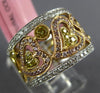 WIDE .81CT WHITE PINK & CANARY DIAMOND 18KT TRI COLOR GOLD 3D ANNIVERSARY RING