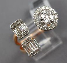 1.26CT DIAMOND 14KT WHITE ROSE GOLD ROUND & BAGUETTE CLUSTER FLOWER TENSION RING