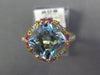 4.47CT DIAMOND AAA PINK SAPPHIRE & BLUE TOPAZ 14K YELLOW GOLD SQUARE FLOWER RING