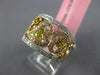 WIDE .81CT WHITE PINK & CANARY DIAMOND 18KT TRI COLOR GOLD 3D ANNIVERSARY RING