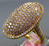 ESTATE LARGE 2.11CT PINK DIAMOND 18KT YELLOW GOLD 3D MICRO PAVE OVAL FUN RING