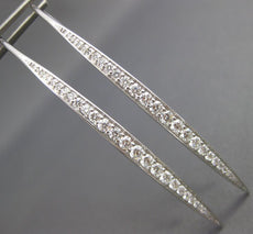 ESTATE LARGE 1.19CT DIAMOND 18KT WHITE GOLD 3D ELONGATED BAR HANGING EARRINGS