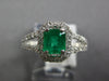 1.28CT DIAMOND & AAA EMERALD 14KT WHITE GOLD 3D EMERALD CUT HALO ENGAGEMENT RING