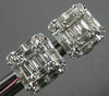 1.08CT DIAMOND 18KT WHITE GOLD 3D ROUND & BAGUETTE CLUSTER SQUARE STUD EARRINGS