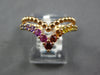 ESTATE .62CT AAA MULTI COLOR SAPPHIRE 18KT ROSE GOLD 3D DOUBLE V SHAPE FUN RING