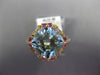 4.47CT DIAMOND AAA PINK SAPPHIRE & BLUE TOPAZ 14K YELLOW GOLD SQUARE FLOWER RING
