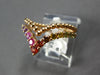 ESTATE .62CT AAA MULTI COLOR SAPPHIRE 18KT ROSE GOLD 3D DOUBLE V SHAPE FUN RING