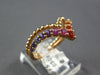 ESTATE .62CT AAA MULTI COLOR SAPPHIRE 18KT ROSE GOLD 3D DOUBLE V SHAPE FUN RING