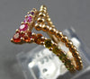 ESTATE .62CT AAA MULTI COLOR SAPPHIRE 18KT ROSE GOLD 3D DOUBLE V SHAPE FUN RING