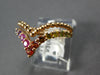 ESTATE .62CT AAA MULTI COLOR SAPPHIRE 18KT ROSE GOLD 3D DOUBLE V SHAPE FUN RING