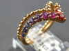 ESTATE .62CT AAA MULTI COLOR SAPPHIRE 18KT ROSE GOLD 3D DOUBLE V SHAPE FUN RING