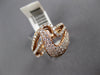 ESTATE WIDE .98CT DIAMOND 14KT ROSE GOLD CLASSIC MULTI ROW CRISS CROSS FUN RING