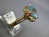 4.47CT DIAMOND AAA PINK SAPPHIRE & BLUE TOPAZ 14K YELLOW GOLD SQUARE FLOWER RING