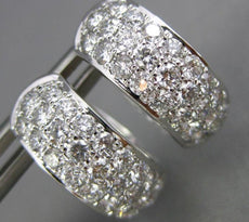 ESTATE WIDE .37CT DIAMOND 18KT WHITE GOLD 3D CLASSIC MULTI ROW HUGGIE EARRINGS