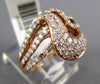 ESTATE WIDE .98CT DIAMOND 14KT ROSE GOLD CLASSIC MULTI ROW CRISS CROSS FUN RING