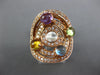 LARGE 1.82CT DIAMOND & AAA MULTI COLOR GEM 14KT ROSE GOLD 3D CIRCULAR FUN RING