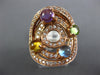 LARGE 1.82CT DIAMOND & AAA MULTI COLOR GEM 14KT ROSE GOLD 3D CIRCULAR FUN RING