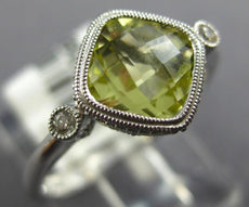 1.21CT DIAMOND & AAA GREEN AMETHYST 14K WHITE GOLD 3D CUSHION & ROUND BEZEL RING