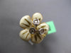 ESTATE LARGE .10CT DIAMOND & ENAMEL 18K YELLOW GOLD MESH ITALIAN FLOWER FUN RING