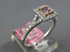 .61CT WHITE & PINK DIAMOND 18KT WHITE & ROSE GOLD PRINCESS HALO ENGAGEMENT RING