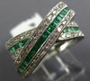 1.60CT DIAMOND & AAA EMERALD 14KT WHITE GOLD MULTI ROW CRISS CROSS INFINITY RING