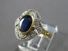 WIDE 1.40CT DIAMOND & AAA SAPPHIRE 14KT 2 TONE GOLD 3D ENGAGEMENT RING #27770
