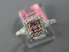 .61CT WHITE & PINK DIAMOND 18KT WHITE & ROSE GOLD PRINCESS HALO ENGAGEMENT RING