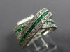 1.60CT DIAMOND & AAA EMERALD 14KT WHITE GOLD MULTI ROW CRISS CROSS INFINITY RING