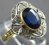 WIDE 1.40CT DIAMOND & AAA SAPPHIRE 14KT 2 TONE GOLD 3D ENGAGEMENT RING #27770