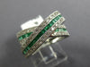 1.60CT DIAMOND & AAA EMERALD 14KT WHITE GOLD MULTI ROW CRISS CROSS INFINITY RING