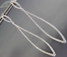ESTATE EXTRA LARGE 1.74CT DIAMOND 18K WHITE GOLD LEAF TEAR DROP HANGING EARRINGS