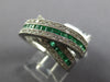 1.60CT DIAMOND & AAA EMERALD 14KT WHITE GOLD MULTI ROW CRISS CROSS INFINITY RING