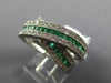 1.60CT DIAMOND & AAA EMERALD 14KT WHITE GOLD MULTI ROW CRISS CROSS INFINITY RING