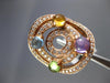 LARGE 1.82CT DIAMOND & AAA MULTI COLOR GEM 14KT ROSE GOLD 3D CIRCULAR FUN RING