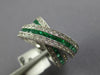 1.60CT DIAMOND & AAA EMERALD 14KT WHITE GOLD MULTI ROW CRISS CROSS INFINITY RING
