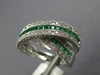 1.60CT DIAMOND & AAA EMERALD 14KT WHITE GOLD MULTI ROW CRISS CROSS INFINITY RING