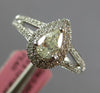 .56CT WHITE & CANARY DIAMOND 18KT WHITE GOLD 3D PEAR SHAPE HALO ENGAGEMENT RING