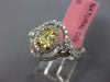 1.30CT WHITE & CANARY DIAMOND 18KT 2 TONE GOLD OVAL DOUBLE HALO ENGAGEMENT RING