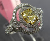 1.30CT WHITE & CANARY DIAMOND 18KT 2 TONE GOLD OVAL DOUBLE HALO ENGAGEMENT RING