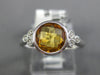 1.13CT DIAMOND & AAA CITRINE 14K WHITE GOLD ROUND BEZEL MILGRAIN FRIENDSHIP RING