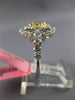 1.30CT WHITE & CANARY DIAMOND 18KT 2 TONE GOLD OVAL DOUBLE HALO ENGAGEMENT RING