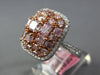 LARGE 3.18CT WHITE & PINK DIAMOND 18KT WHITE & ROSE GOLD CLUSTER SQUARE FUN RING