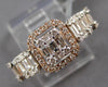 1.21CT DIAMOND 14K WHITE ROSE GOLD ROUND & BAGUETTE SQUARE HALO ANNIVERSARY RING