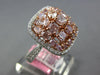 LARGE 3.18CT WHITE & PINK DIAMOND 18KT WHITE & ROSE GOLD CLUSTER SQUARE FUN RING