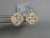 ESTATE .46CT DIAMOND 18KT YELLOW GOLD 4 LEAF CLOVER SQUARE FLOWER STUD EARRINGS