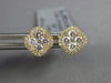 ESTATE .46CT DIAMOND 18KT YELLOW GOLD 4 LEAF CLOVER SQUARE FLOWER STUD EARRINGS