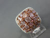 LARGE 3.18CT WHITE & PINK DIAMOND 18KT WHITE & ROSE GOLD CLUSTER SQUARE FUN RING