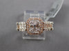1.21CT DIAMOND 14K WHITE ROSE GOLD ROUND & BAGUETTE SQUARE HALO ANNIVERSARY RING